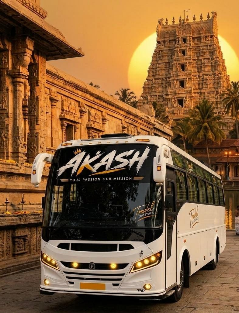 Tourist Bus offered by PV TRAVELS for pilgrimage transport